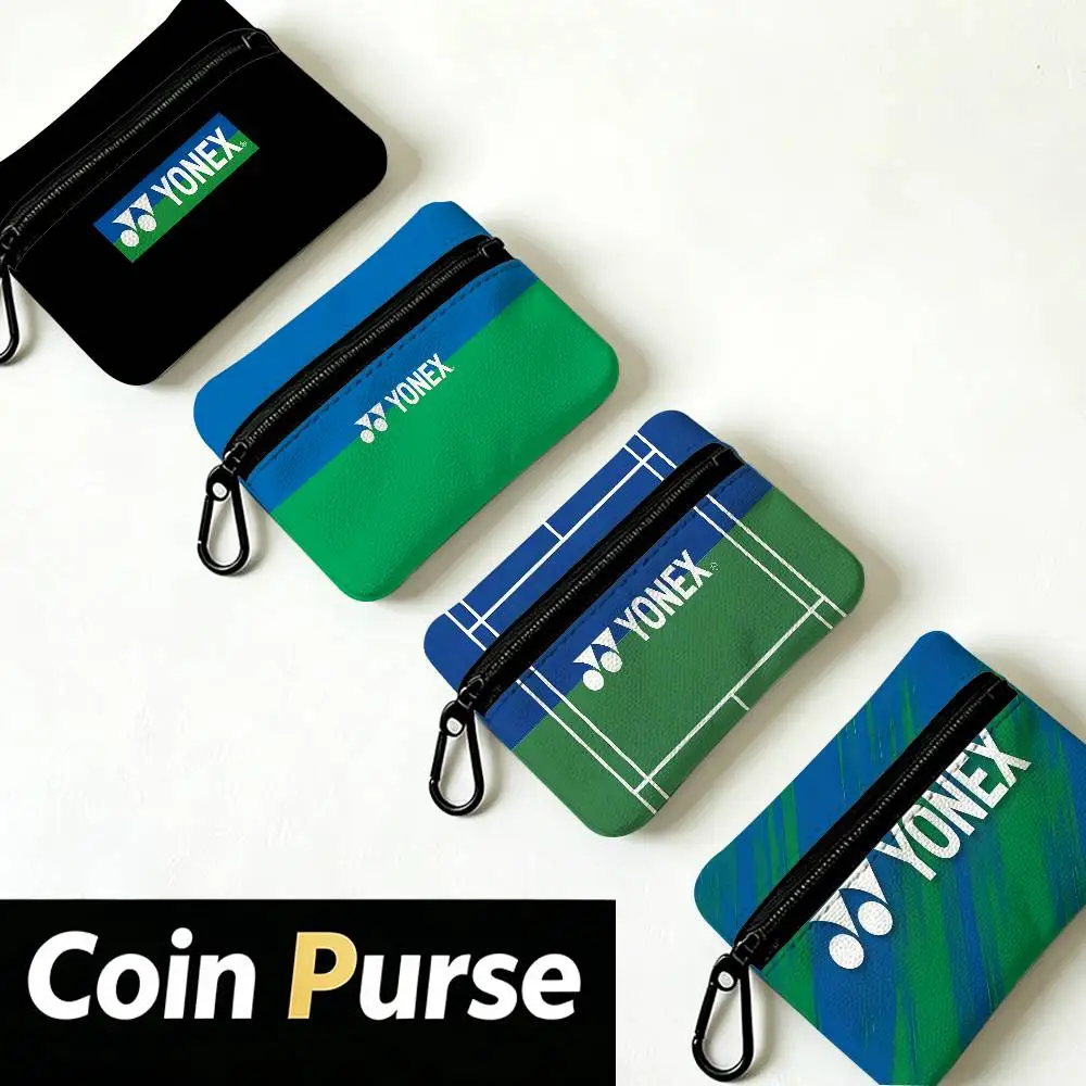 Y-YONEX S-Sport Mini Oxford Cloth Coin Purse With Carabiner Hook Portable Key Card Wallet Small Zipper Storage Pouch
