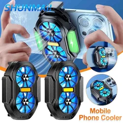 Dual Fan Mobile Phone Radiator Gaming Cooling Radiator Plug-in/Type-C Rechargeable Game Heat Sink with Blue Light for Android