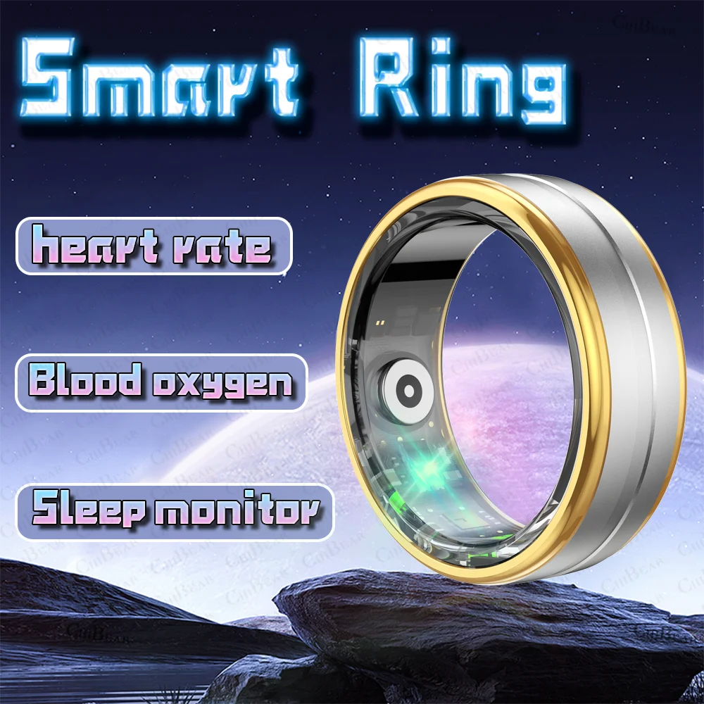 Smart Ring Men Women Military Grade Titanium Steel Shell Heart Rate Blood Oxygen Sleep Health Monitor Sport Fitness Tracker Ring