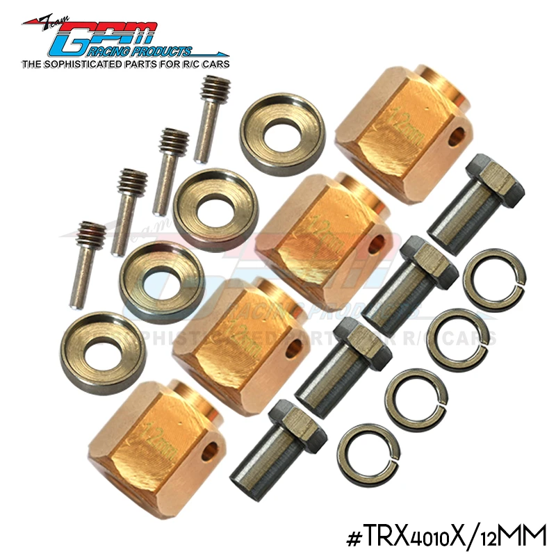 GPM BRASS WHEEL HEX ADAPTERS 12MM -20PC SET For 1/10 TRX4 DEFENDER TRAIL CRAWLER-82056-4