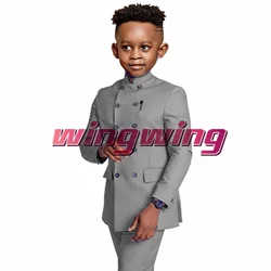 Indian Style Boys Suit Wedding Tuxedo 2-piece Set Double-breasted Jacket Pants Kids Custom Slim Clothes 2-16 Years Old