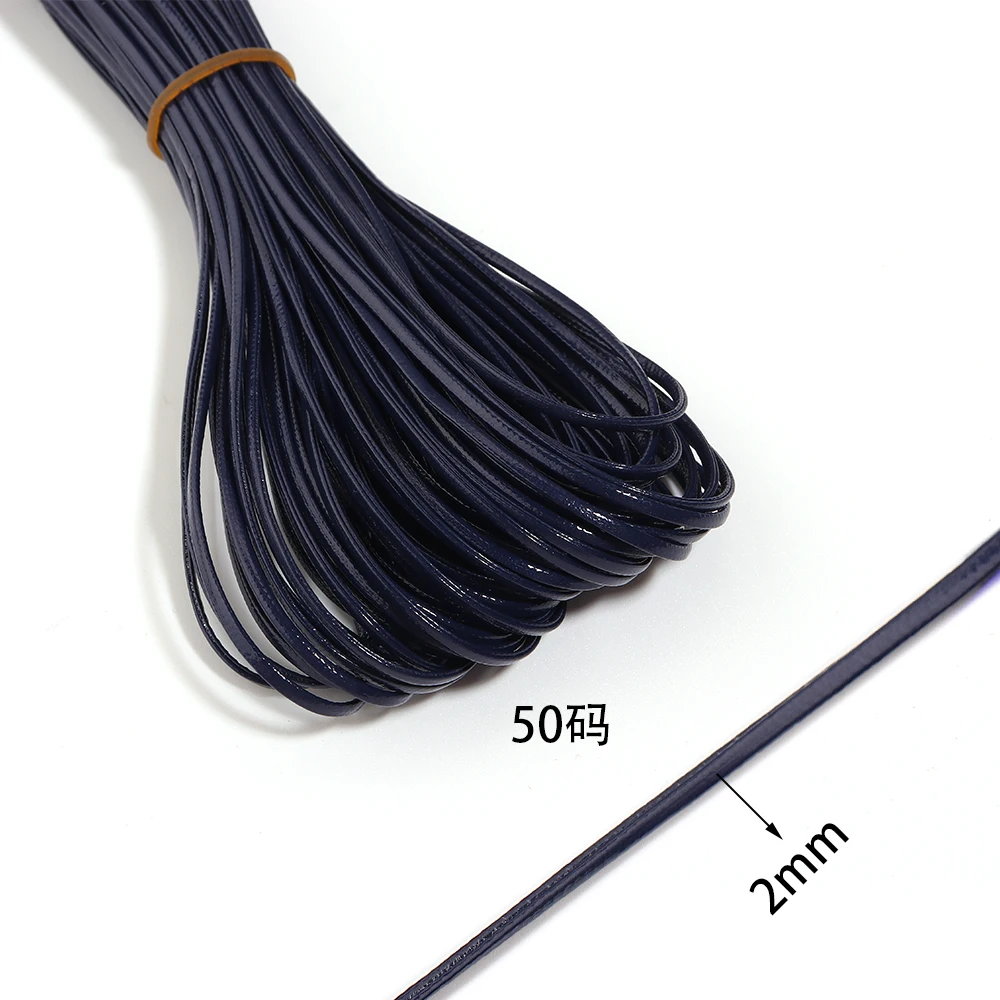 50yards/lot 2mm Retro Colored PU Leather Cords High Quality Flat Strand Soft Leather Rope For Keychains Bracelet DIY Accessories