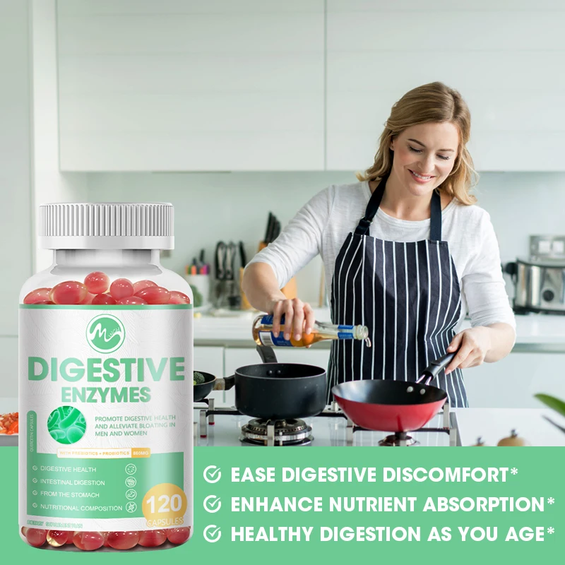 كبسولات إنزيم مينش مع امتصاص البروبيوتيك بالليكتوز يقلل من الانتفاخ ويعزز الجهاز المناعي