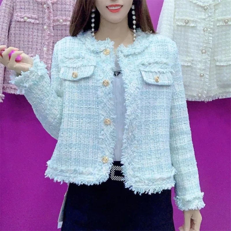 

Стильная демисезонная куртка 2026 года: новая женская укороченная куртка в стиле «Маленький аромат», с круглым вырезом, повседневная, для женщин