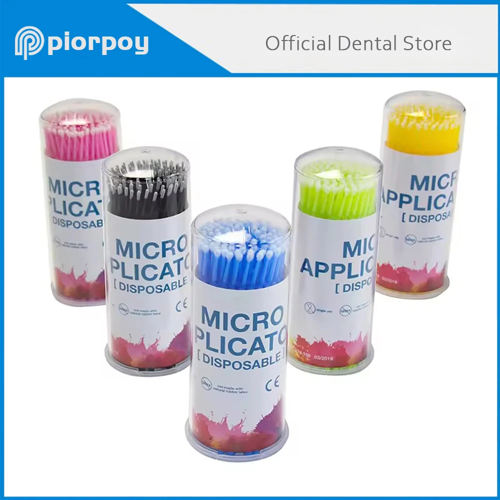 PIORPOY 100Pcs Dental Disposable Micro Brushes Dental Micro Brush Bottle Applicators Brush Teeth Oral Dentist Materials Tools