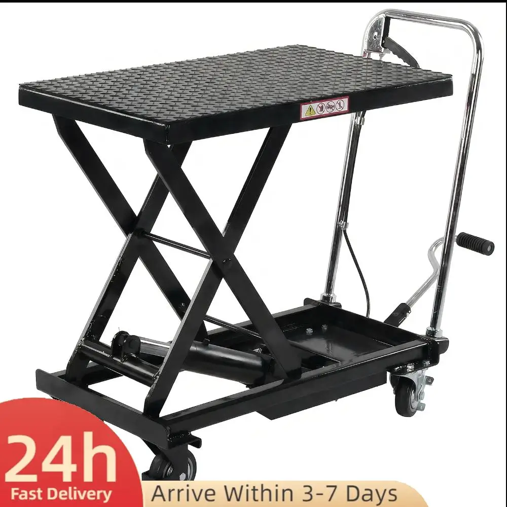 

Ручной однозаказоножный подъемный стол с грузоподъемностью 150 кг, платформа для перемещения материалов, высота подъема 71 см, с противоскользящими накладками и 4 колесами