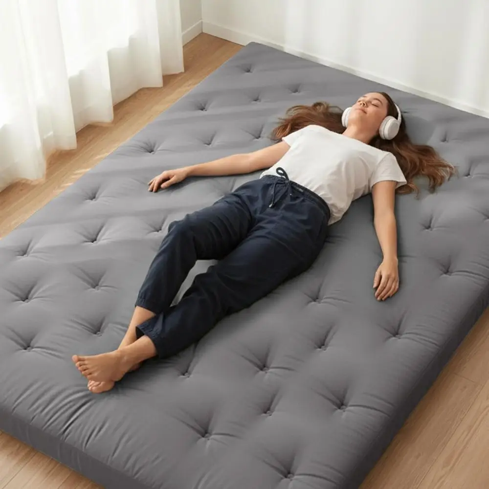 

Серый хлопковый матрас татами - 80x60 дюймов, толщина 2,5 см, складной, портативный матрас для общежития