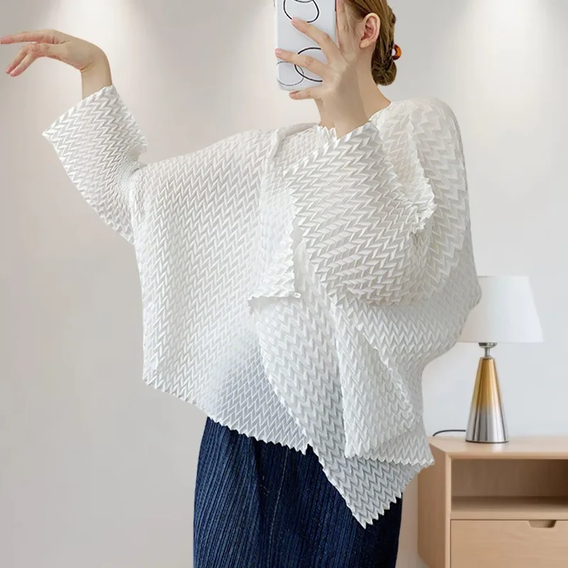 

Miyake плиссированный женский топ, темпераментный пригородный кардиган, женские куртки большого размера, осенняя простая повседневная свободная куртка с длинными рукавами