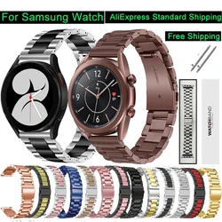 Pulseira de aço inoxidável para Samsung Galaxy Watch, 3 Gears Port, Pulseira Galaxy Watch 4 Bracelet, S3 S2 Active, 20mm, 22mm