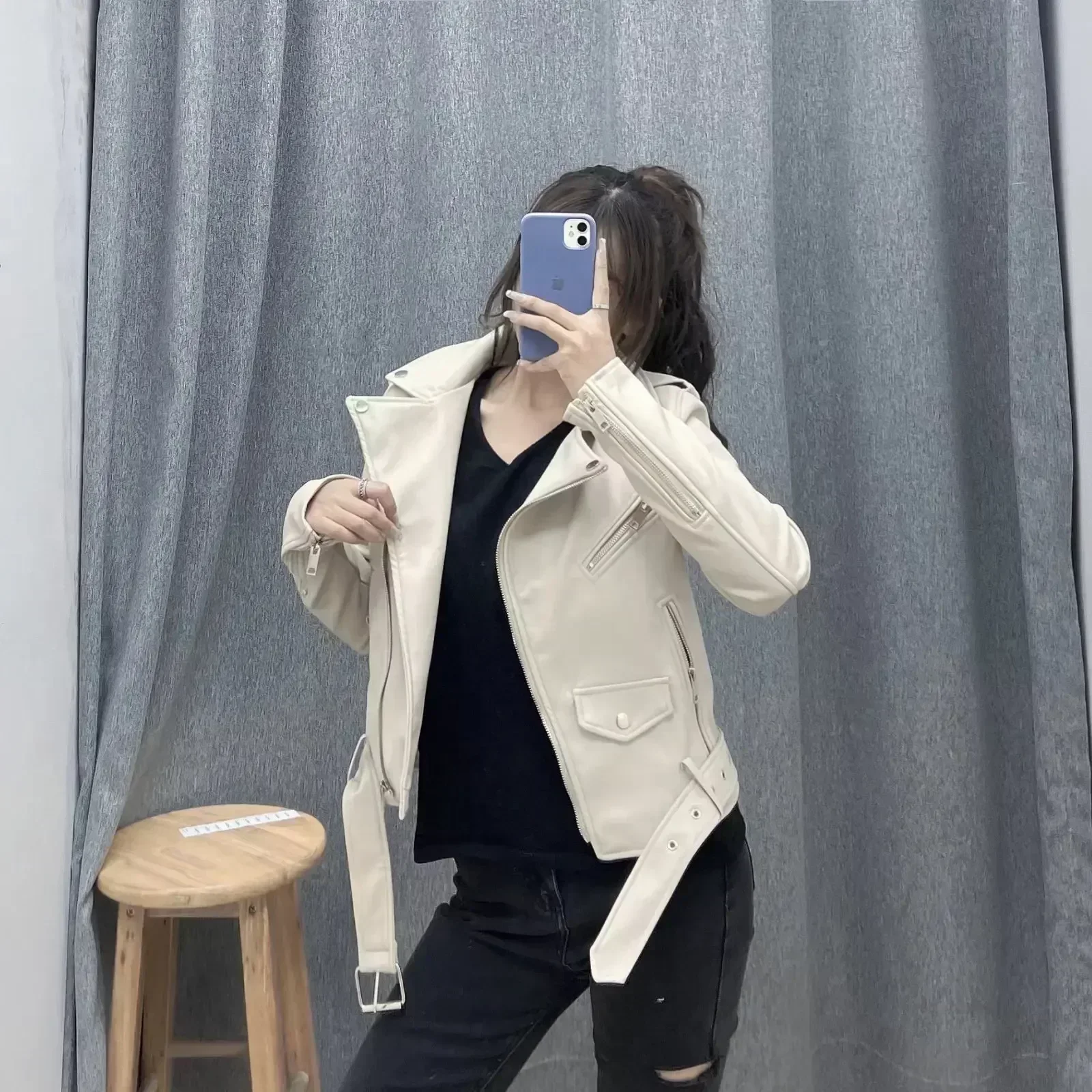 Veste en Cuir Artificiel pour Femme, Manteau Vintage à Manches sulf, Surchemise Chic, Nouvelle Mode 2023