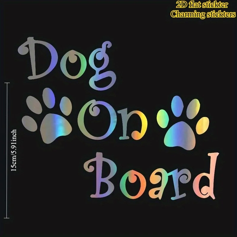 1pc 2D Flat Dog On Board Paw Print Waterproof Vinyl Sticker For JDM Car Motorcycle Rear Decor
