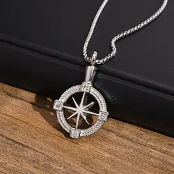 Compass Urn Necklaces for Men,Stainless Steel Cremation Urn Pendant Collar with Free Funnel,Memorial Keepsake Jewelry Gifts