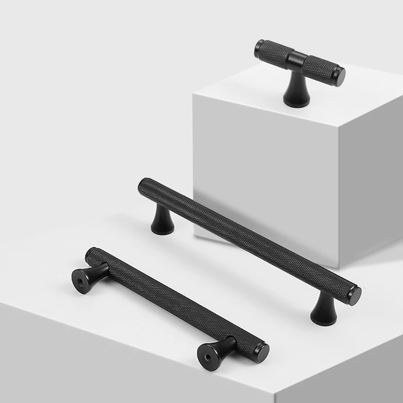 Elegante 4 Uds. Tiradores moleteados de latón macizo para muebles, tiradores para cajones, armario, cocina, tocador, TV, bolígrafos