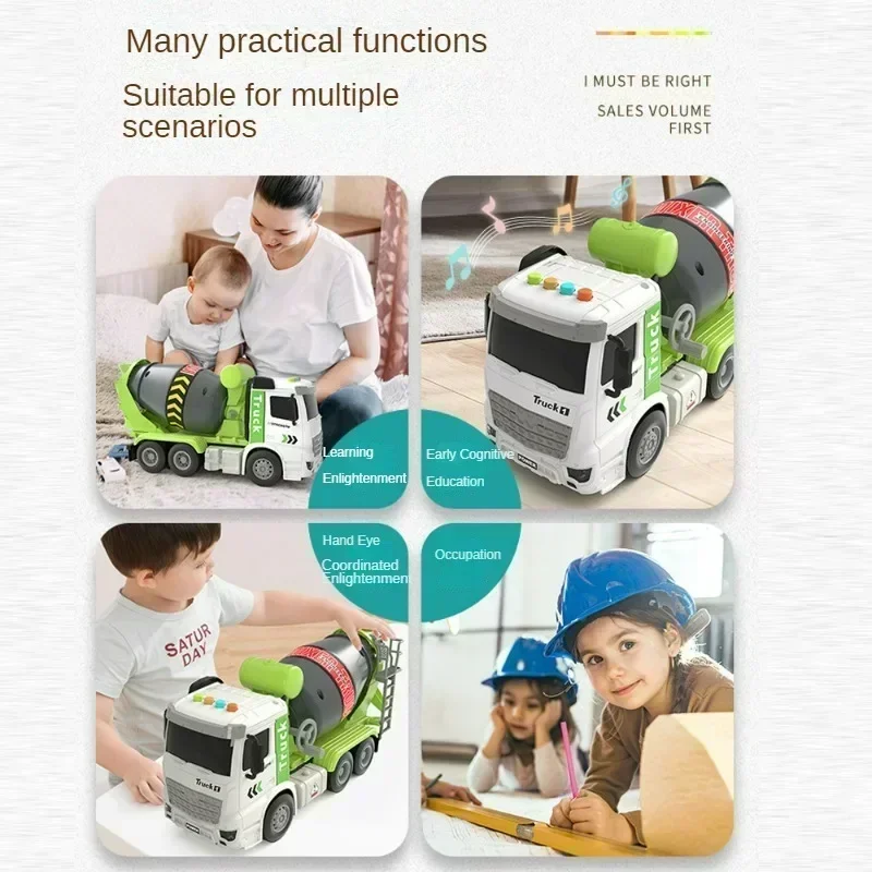 Simulation Engineering Truck Inertial Cement Mixing Discharge Acousto-optic Concrete Set Toy Car Toys for Kids 2 To 4 Years Old