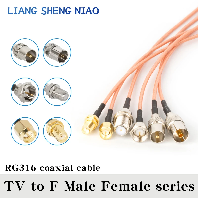 RG316 Coax Cable TV Male To SMA Male Female Right Anlge Connector RF To F Crimp for Cable Low Loss Fast Delivery RF Coaxial line