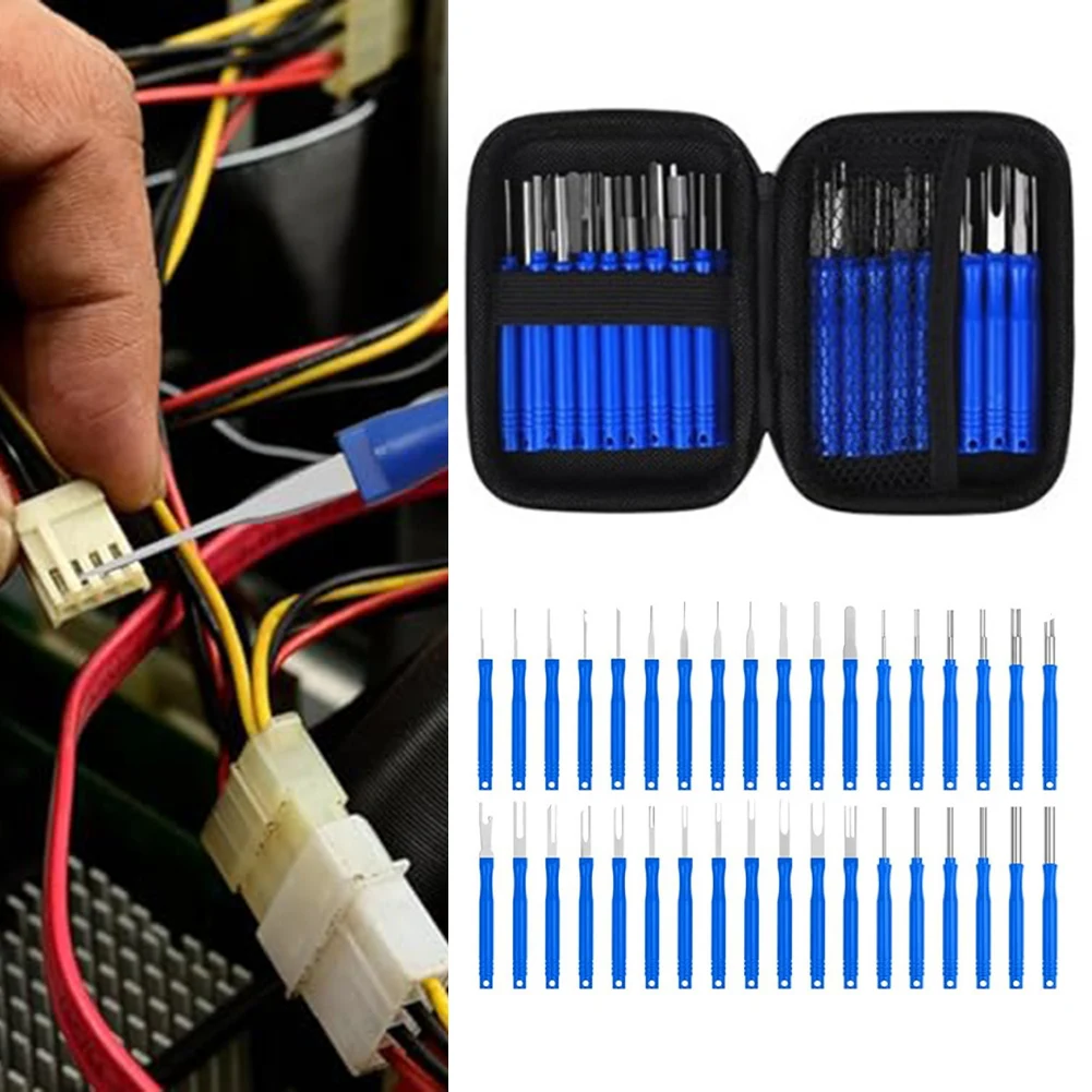 Car Pin Removal Tool Set 36 Pieces for Terminal Connector Disassembly with Extended Handle for Comfortable Grip and Storage Case