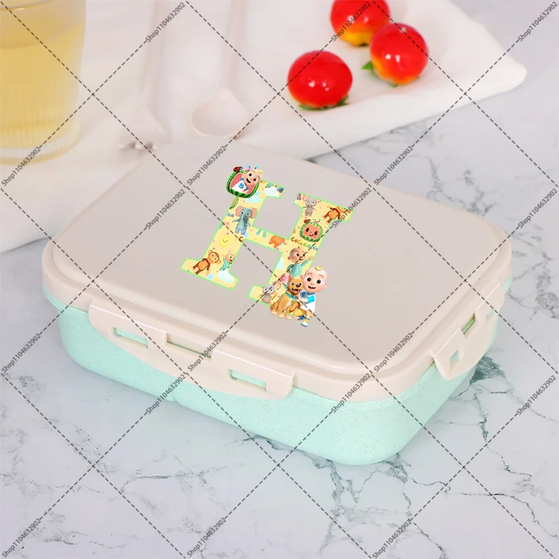 Ланч-бокс Cocomelons для детей, мультфильм, аниме, узор, буква A-Z, контейнеры для хранения еды, милые коробки для бенто для мальчиков и девочек, подарки