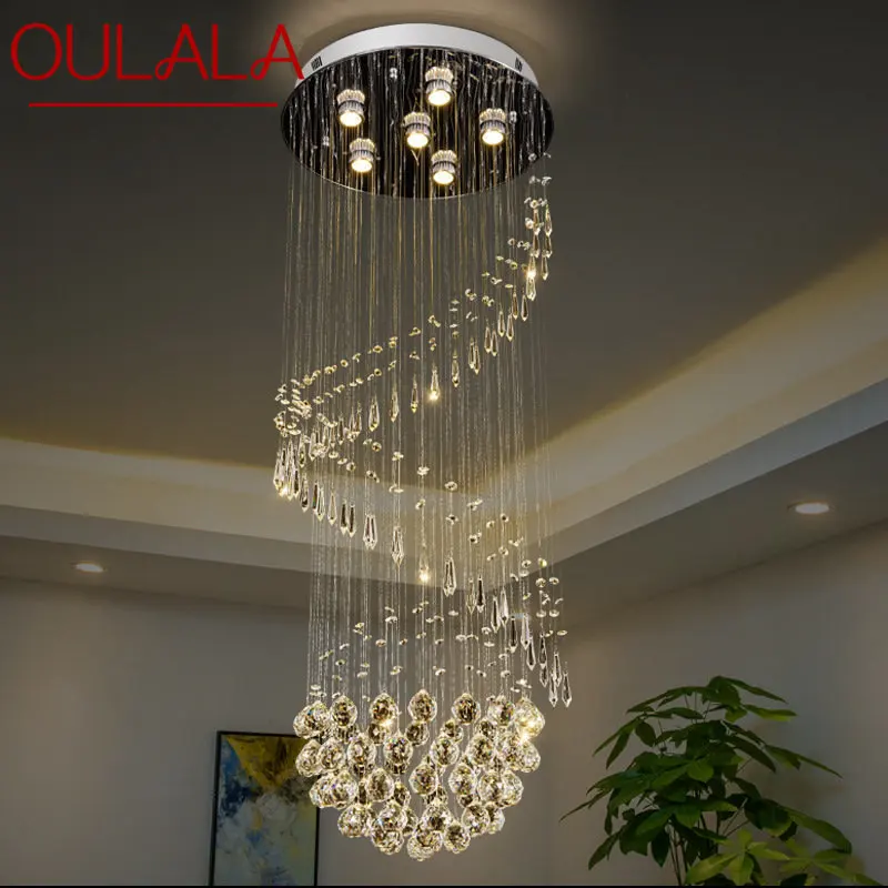 

OULALA Modern Crystal Hanging Pendant Light LED Luxury Creative Rotate Chandelier Lamp for Home Living Room Duplex Villa