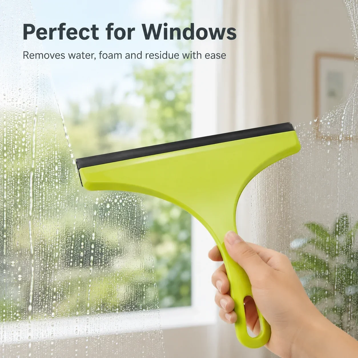 Non Slip Glass Squeegee Cleaner, Household Window Cleaning Tool, Car and Tile Glass Scraper for Streak Free Shine