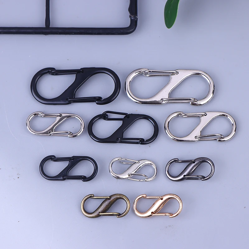 10 Buah Kait S Logam Penjepit Kunci untuk Berkemah Pengikat Ransel Aman Carabiner Gantungan Kunci Kait Cepat untuk Ransel Luar Ruangan