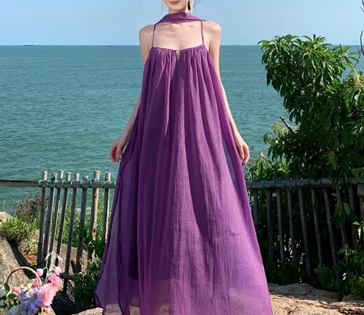 Chic Elegant split hollow out Sleeveless Strapless Dress Beach Vacation Party  Women Summer A-line