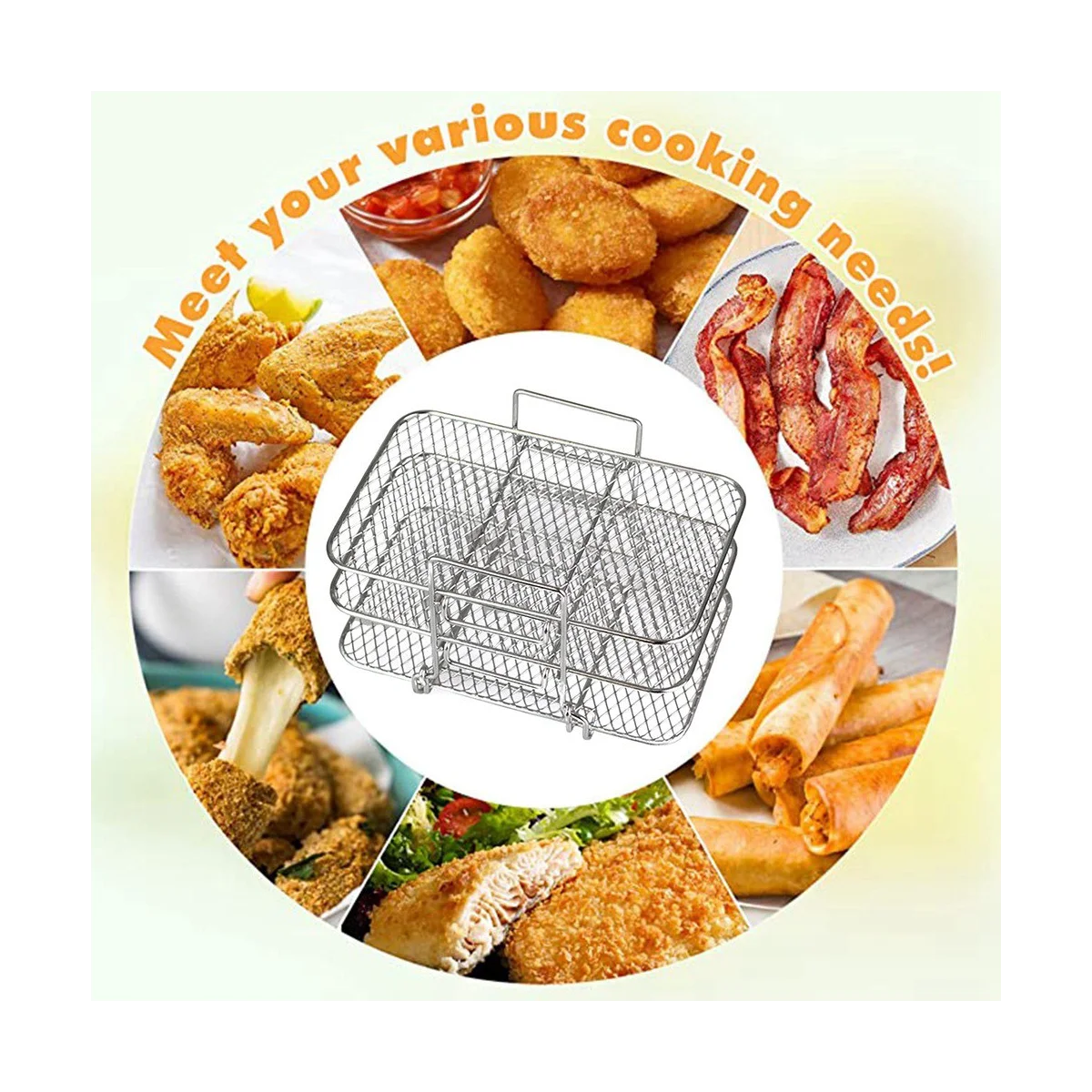 Air Fryer Rack for Ninja Dual Air Fryer 304 Stainless Steel Multi-Layer Dehydrator Rack Toast Rack Air Fryer Accessories