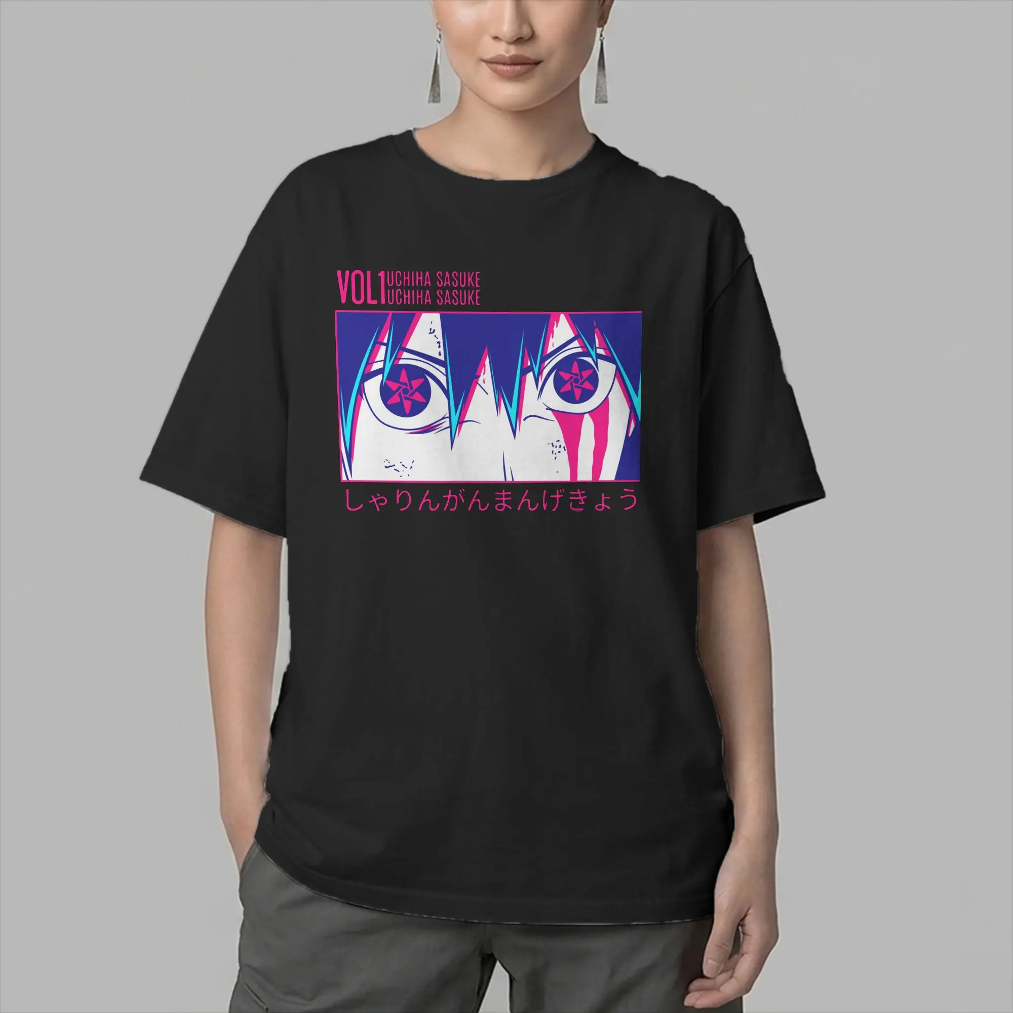 Men's T-Shirts Sasuke Mangekyou Sharingan Humor Pure Cotton Tees Short Sleeve Naruto T Shirts Crew Neck Clothes Original