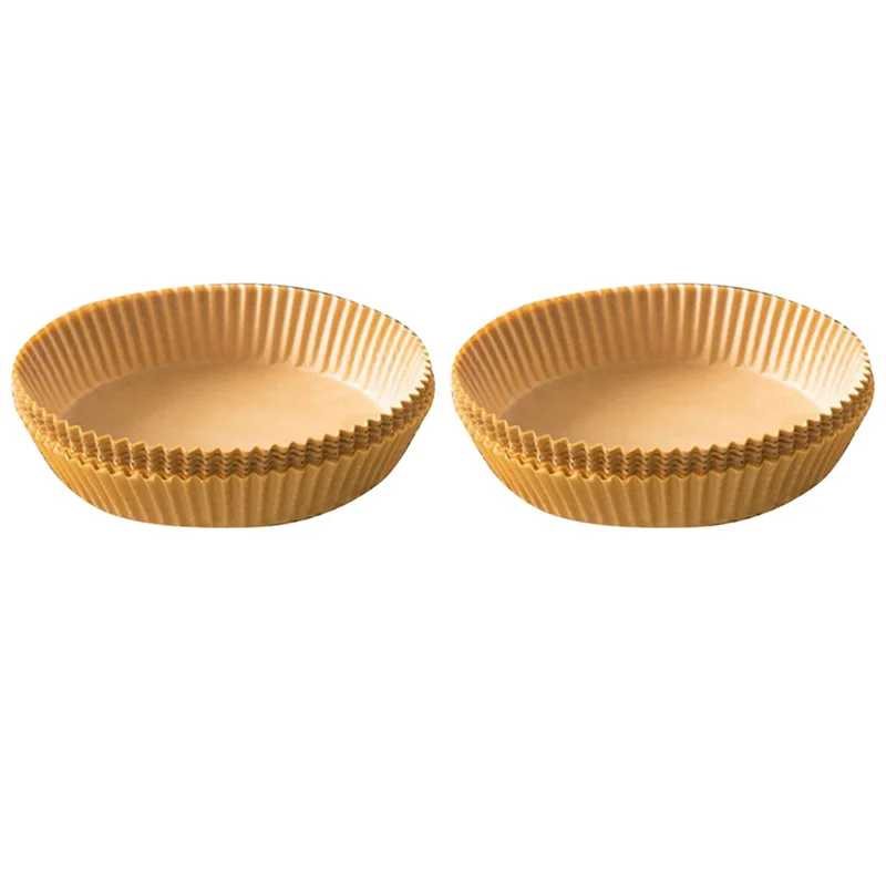 200 個エアフライヤークッキング紙ライナーノンスティック使い捨てライナーバスケット穴なしラウンドクッキングペーパー (ブラウン) 販売