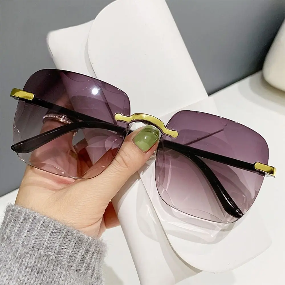 

New UV400 Rimless Sunglasses Vintage Women Shades Gradient Sunglasses for Summer