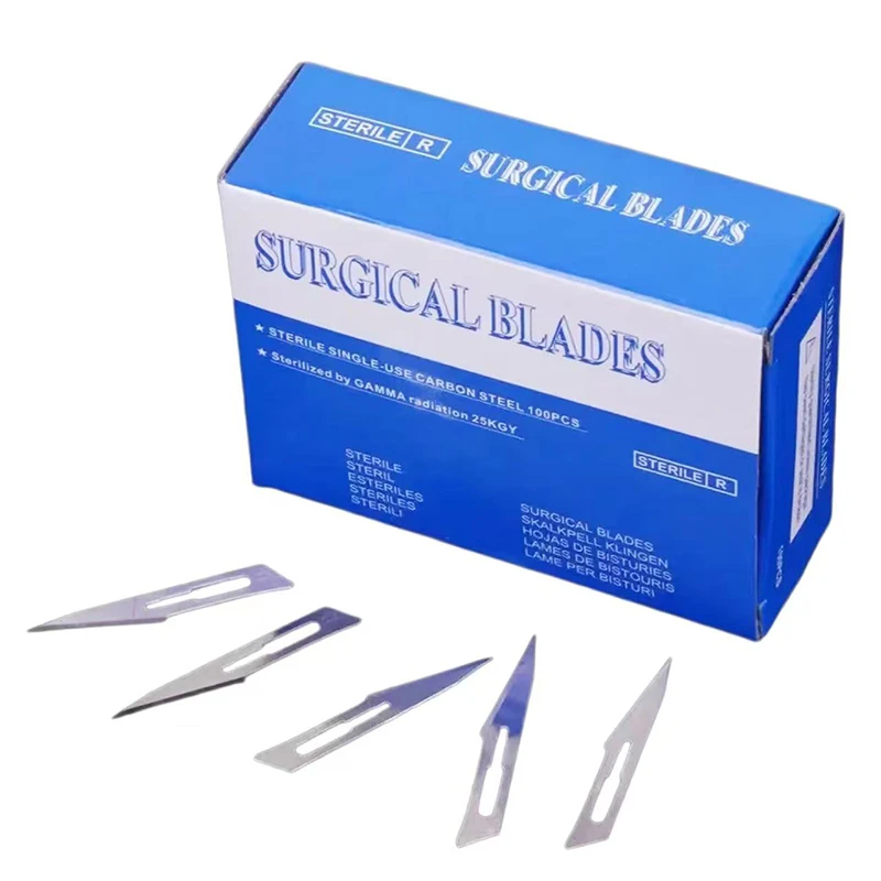 100Pcs/Box Dental Surgical Blades Carbon Steel Medical Knife 11#/12#/15# Beauty DIY Mobile Phone Repair Blade Disposable Tools