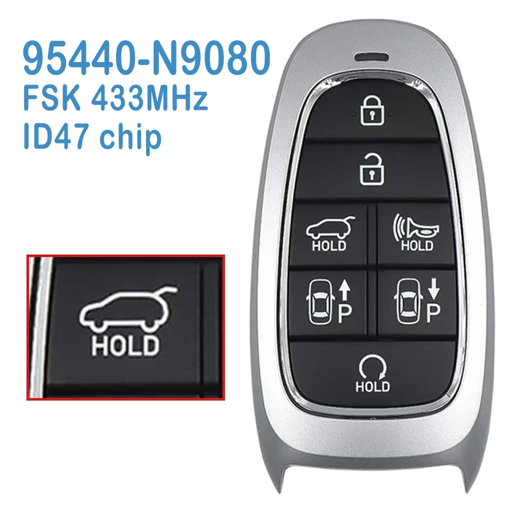 

95440-N9080 Auto Smart Remote 6+1B FSK 433MHz ID47 Chip NCF29A7X TQ8-FOB-4F28 Replace Smart Car Key For Hyundai Tucson 2021 2022