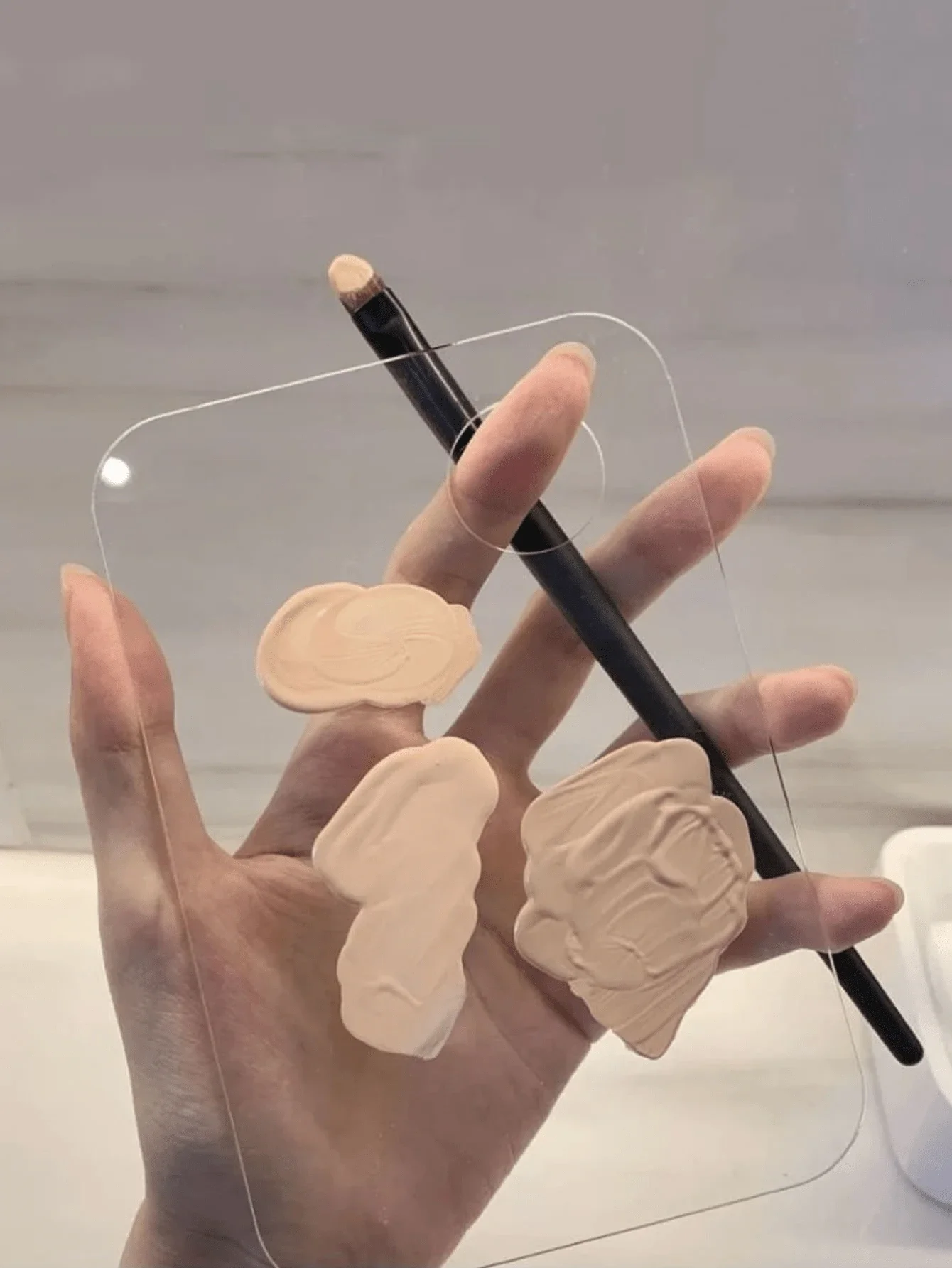 Paleta de maquillaje acrílico, espátula, base líquida, sombra de ojos, crema mezcladora, pigmentos, arte de uñas, herramientas cosméticas de belleza Manual
