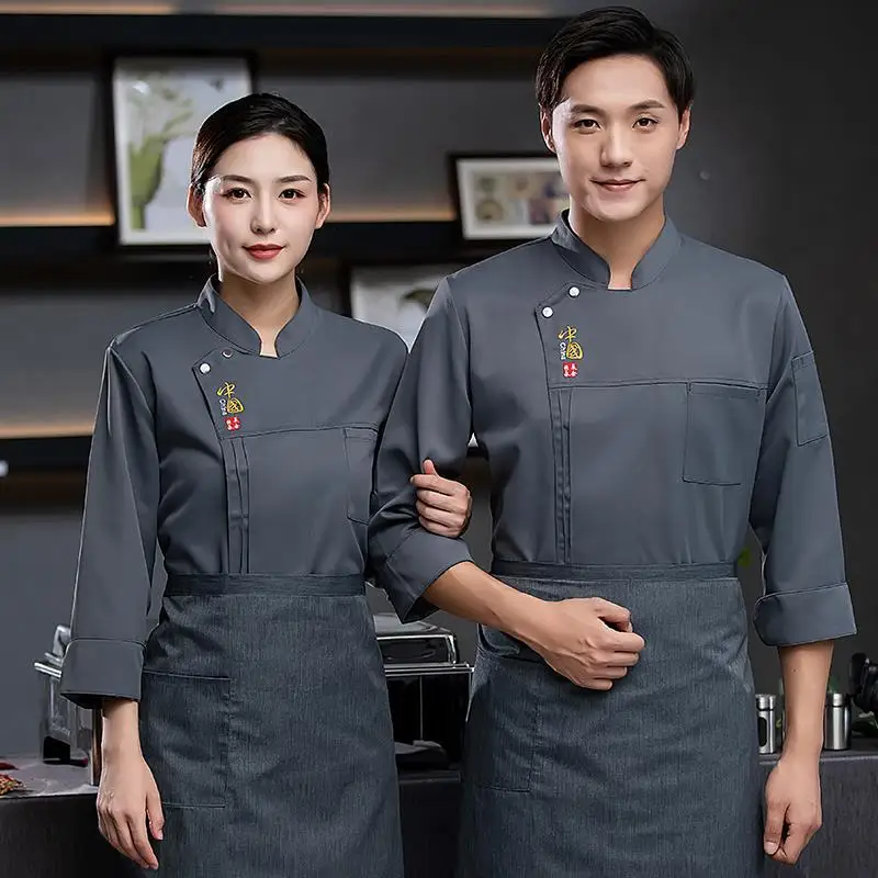 Chef Overalls Long Men and Women Hotel Dining Restaurant Kitchen Cake Baker Clothes Short Sleeve Summer