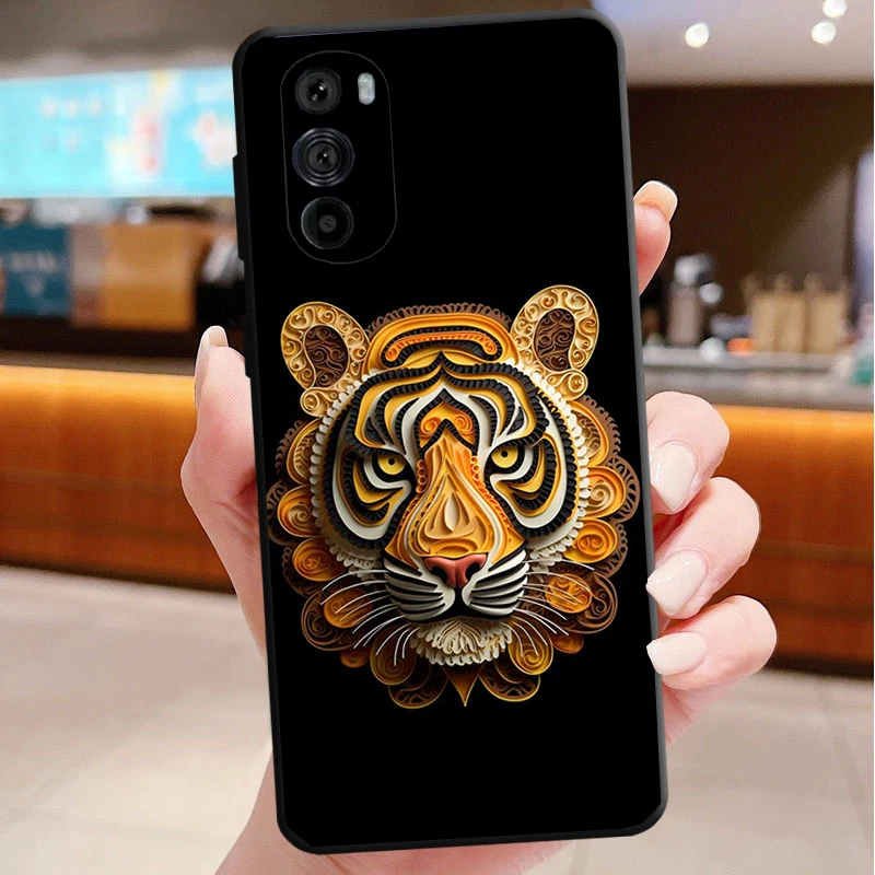 

Animal Tiger Paper Quilling Phone Case For Motorola Edge 60 50 40 Pro 60 50 40 30 Ultra Neo Fusion G Play G Stylus G Carcasas
