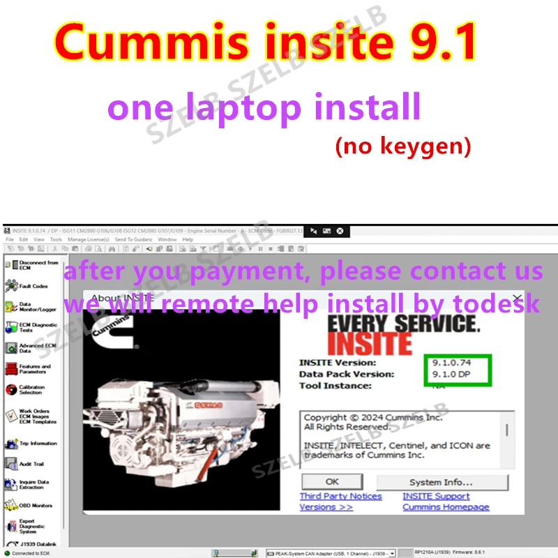 Picture 4: Newest CUMMINS INSITE V9.1/ 8.9 PRO + calterm software Engine Diagnostic Software Fault Code Engine Tests Adjustment Remove ECM