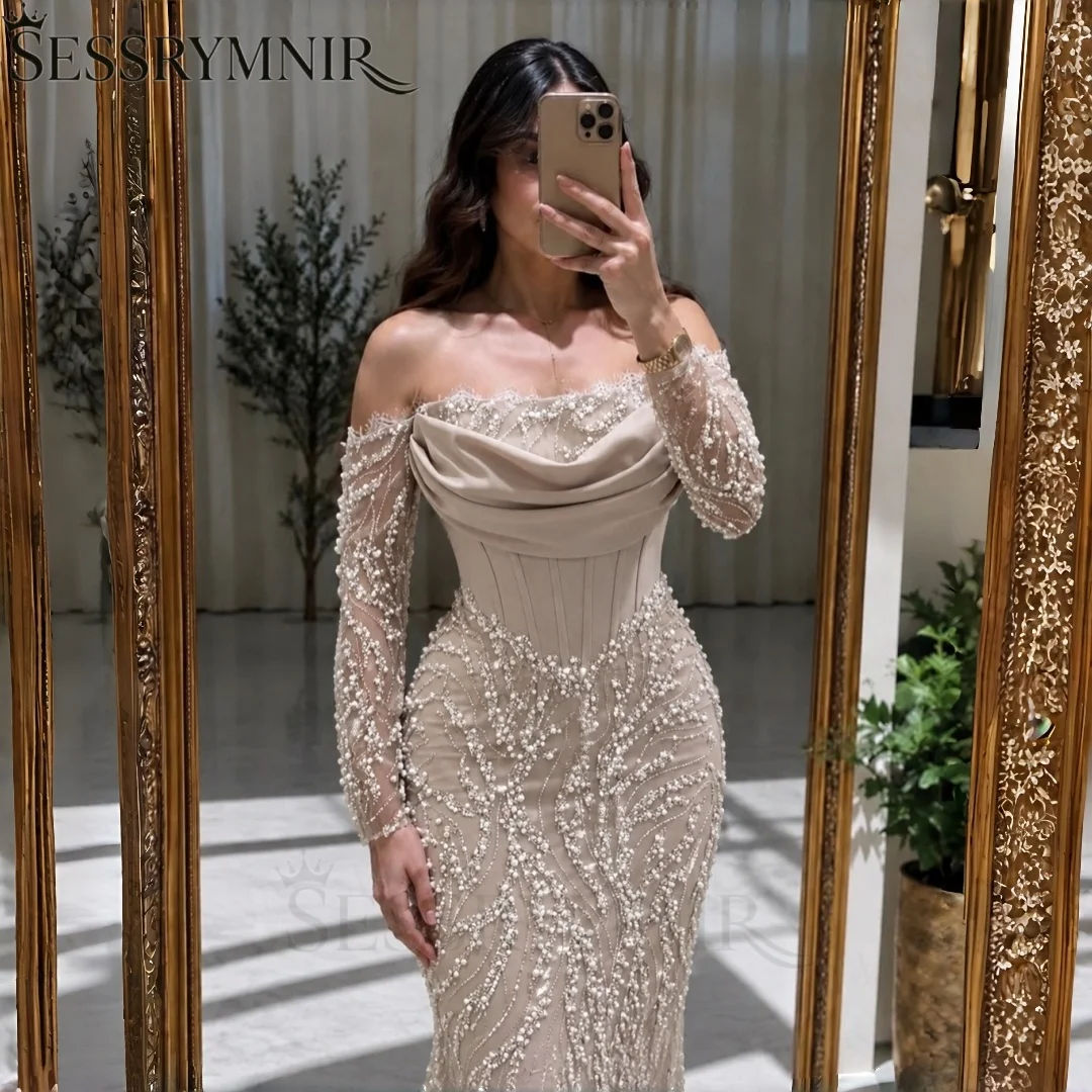 SESSRYMNIR Women'S Formal Evening Gowns Customize Strapless A-Line White Evening Dresses Mini Tassel Vestidos De