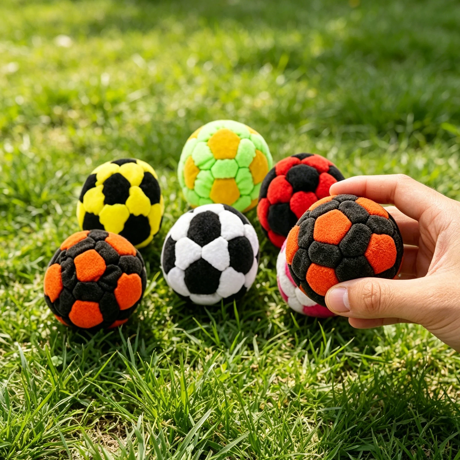 6Pcs Soft Plush Mini Soccer Ball Multi-Purpose Soccer Juggling Plush Balls Reusable for Student Hand Eye Coordination Training