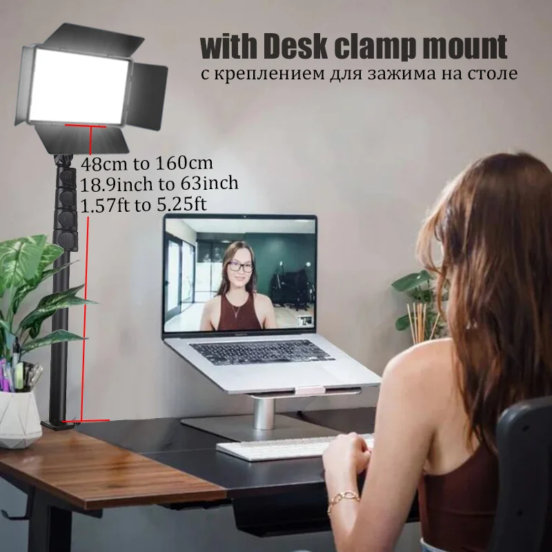 BFOLLOW 50W 10 inch Panel Portrait Lamp Fill Light with Tripod Desk Mount Stand for Videography Record Video Filming Podcast