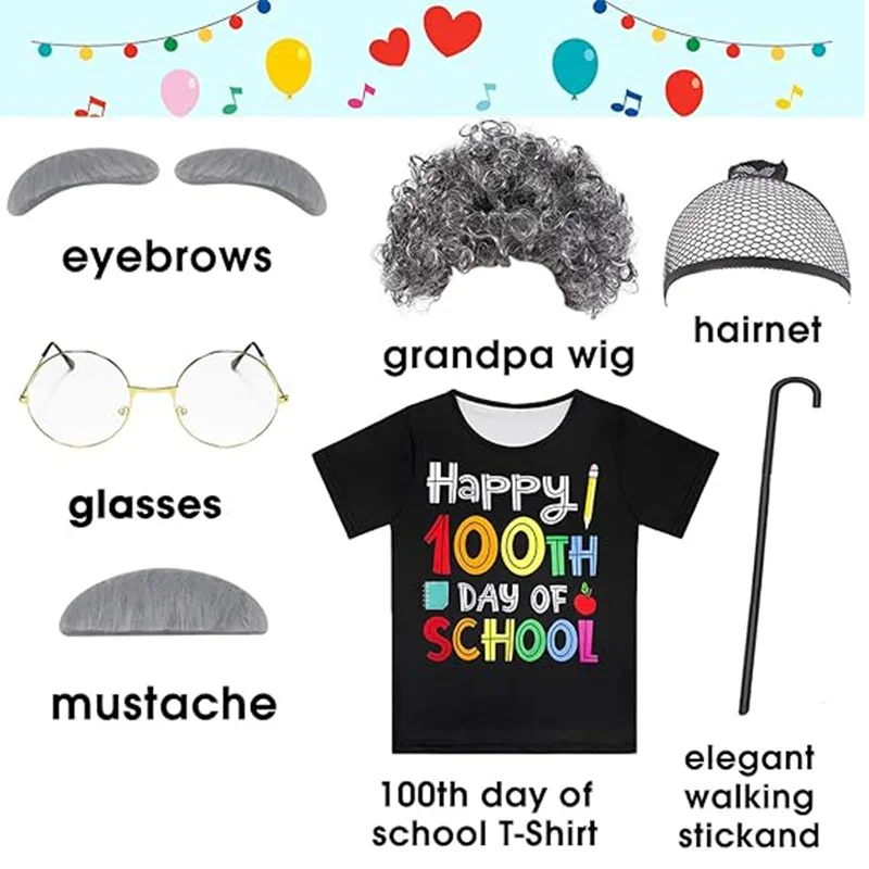 Boys Grandpa Old Person Performance Outfits Children 100 Days Of School Dress Up Gifts Old Man Costume for Kids Carnival Outfits