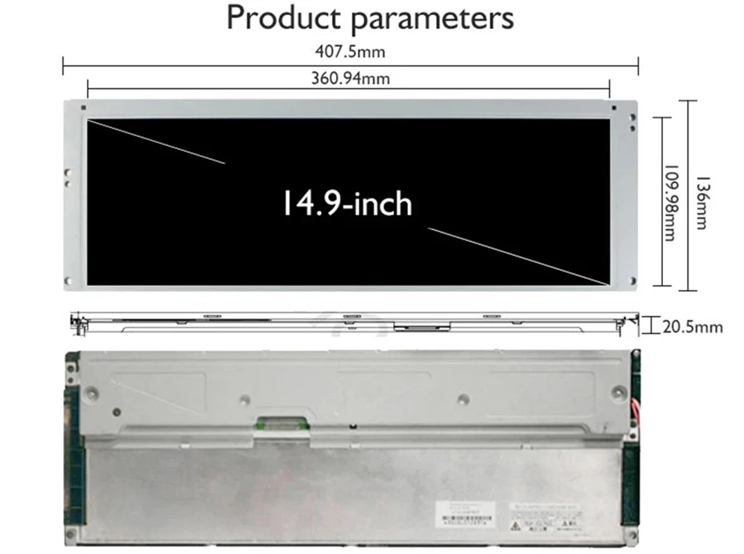 Imagem -03 - Original Lta149b780f M.nt68676 Hdmi Mais Dvi Mais Vga Contorller Board Monitor com 149 Polegadas 1280*390 Lcd Led Painel de Substituição da Tela Novo