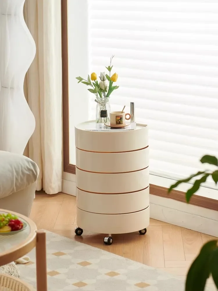 Creative rotatable multi-layer storage cabinet ins storage cart minimalist circular bedroom storage makeup cabinet