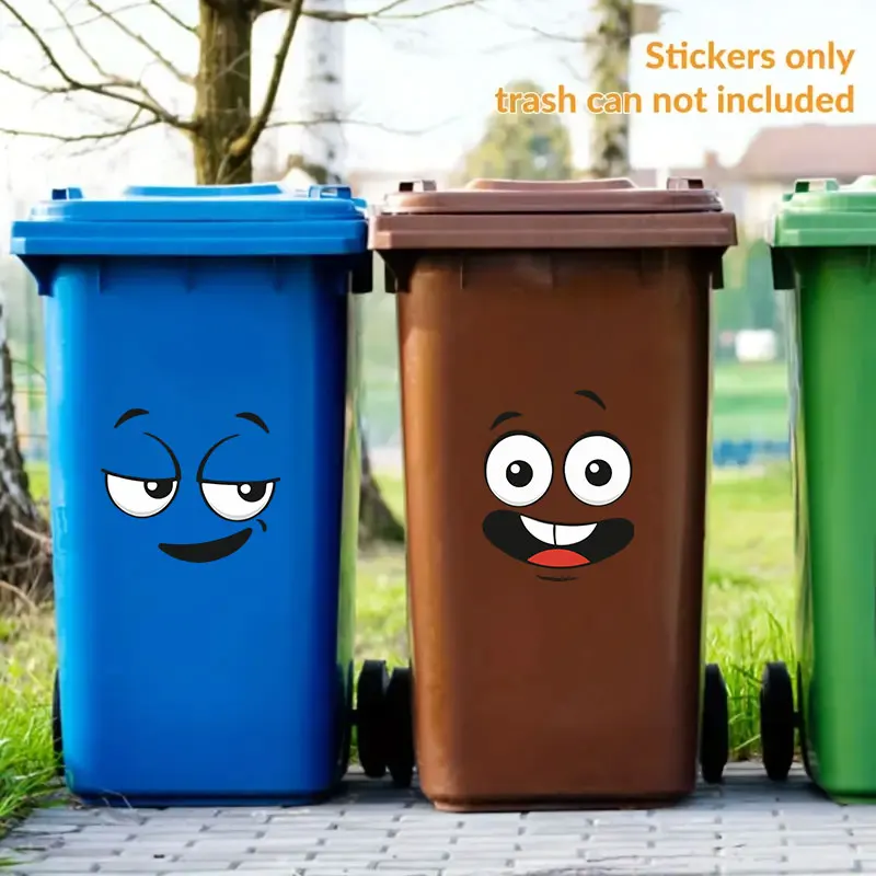 1PC Cartoon Expression Face Trash Can Stickers Waterproof for DIY Bathroom Door Wall Glass Window Self-adhesive Vinyl Decals