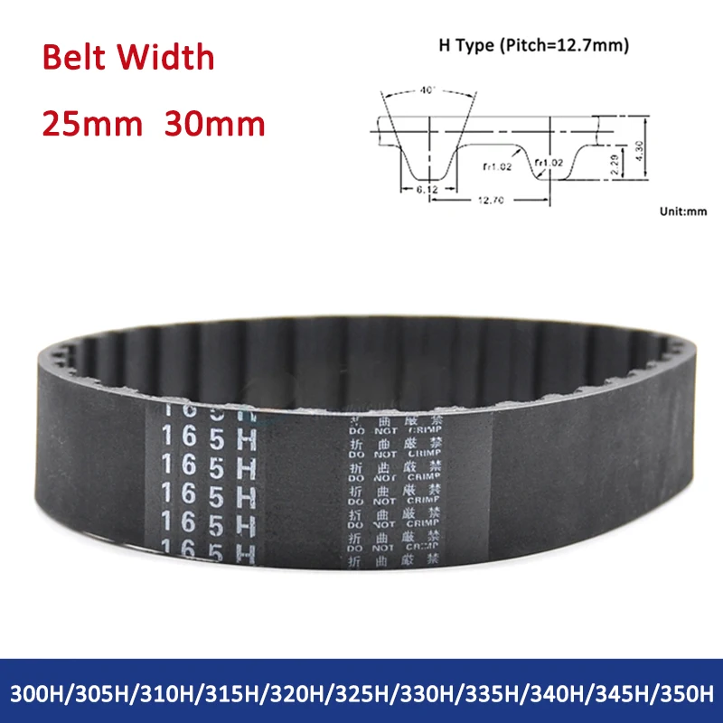 

1PC H Type Timing Belt 300H/305H/310H/315H/320H/325H/330H/335H/340H/345H/350H Width 25/30mm Black Rubber Closed Synchronous Belt