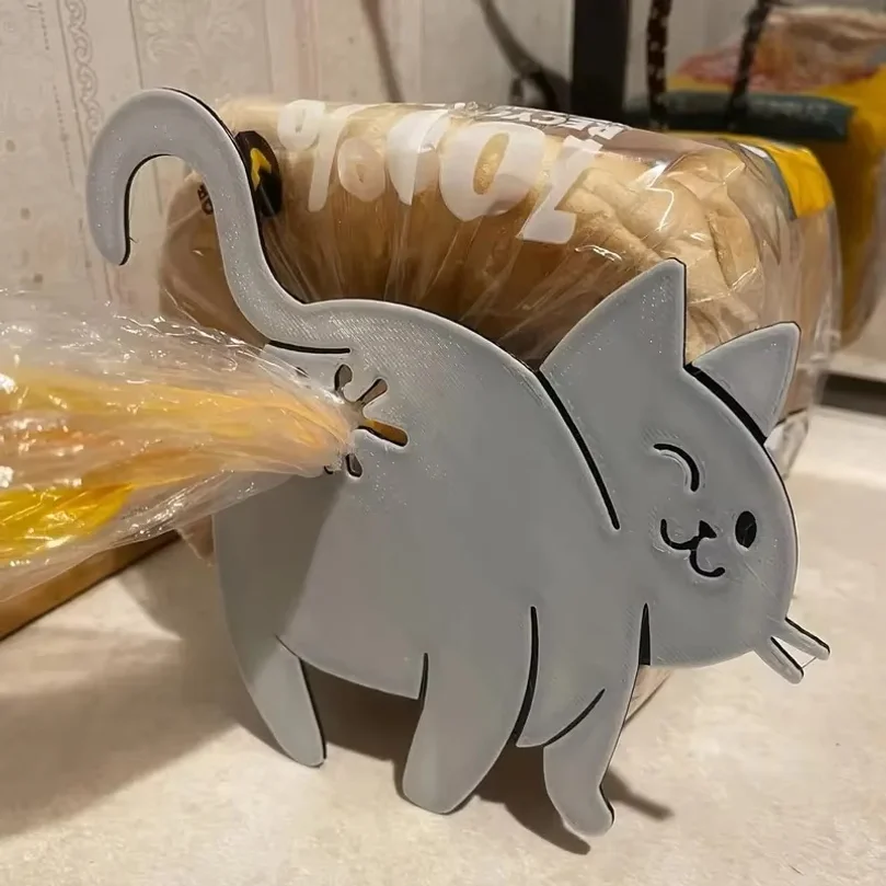 1/2pcs Funny Cat Butt Bag Clip, 3D Printed Kitchen Gadget for Sealing Chip & Food Bags. Cute Novelty Gift for Cat Lovers & Home.