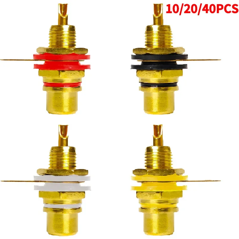 

10/20/40PCS RCA Panel Mount Connectors, Gold-Plated AV Audio Video Jack Socket for Amplifier, Speaker, Home Theater Use