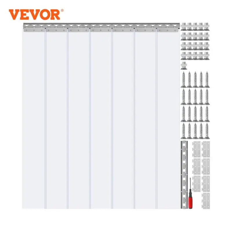 VEVOR Strip Curtain Clear PVC Strip Door Curtain with 50% Overlap 84