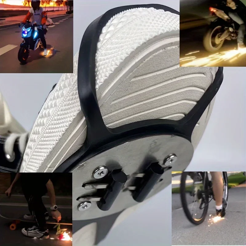 2027 Spark Stone Sole Foot Brake Sparks Flint Magnesium Rod Wearable Shoe Sole Slider Motorcycle Bicycle Stunt Spark Accessories