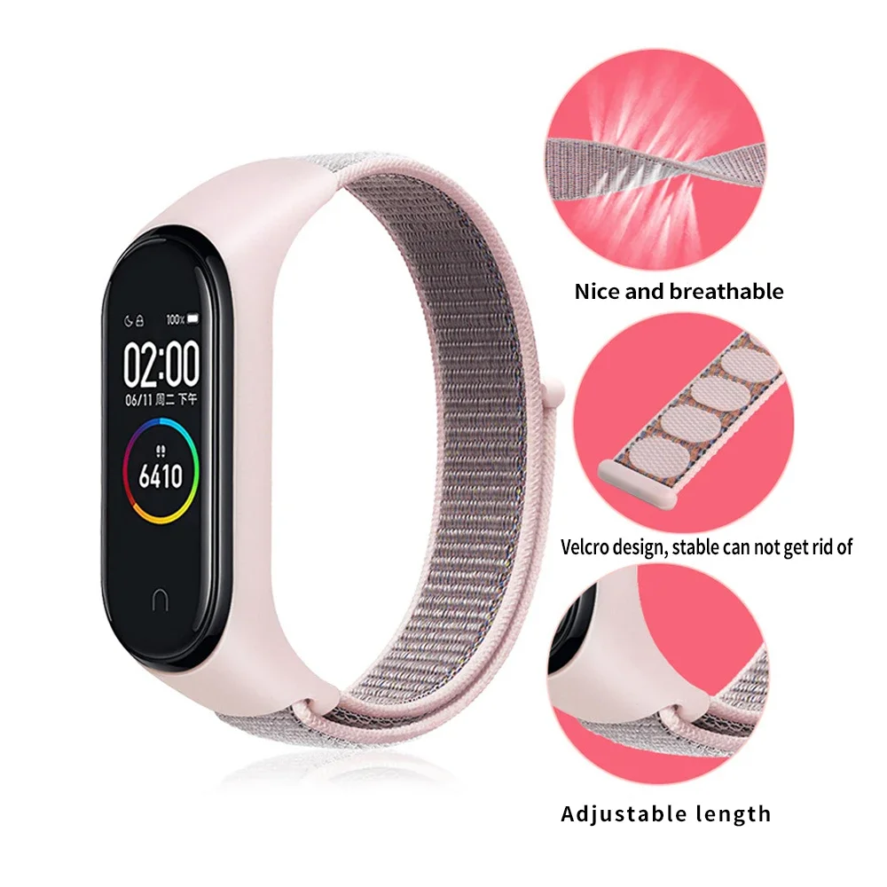 Nylon Loop Strap for Xiaomi Mi Band 8 Braided Adjustable Replacement Watch Band Sport Bracelet for Mi Band 8 7 6 5 4 3 Strap