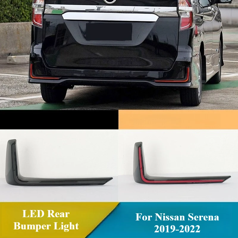 For Nissan Serena 2019-2022 LED Rear Bumper Light Reflector DRL Fog Lamp Yellow Turn Signal L Pattern Brake Lights 12V Daylight