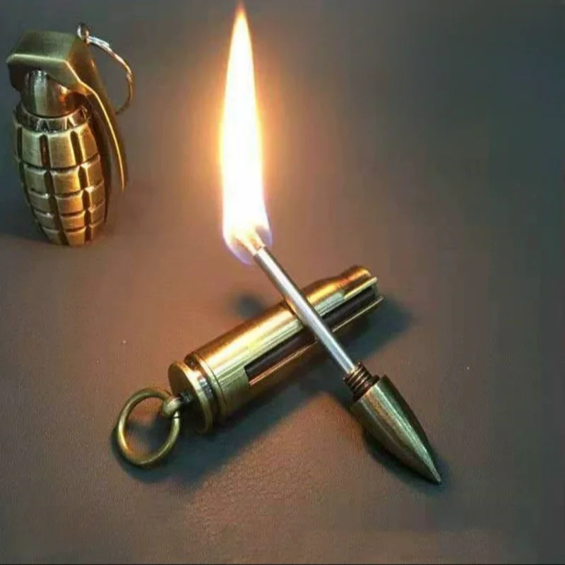 

Hot Selling Metal Matchstick Keychain Lighter with 10000 Fold Multifunctional Burning Outdoor Portable Camping Cigarette Lighter